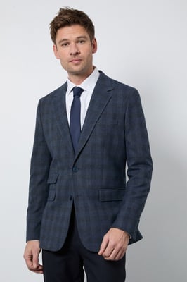 Navy Check Tailored Fit Blazer