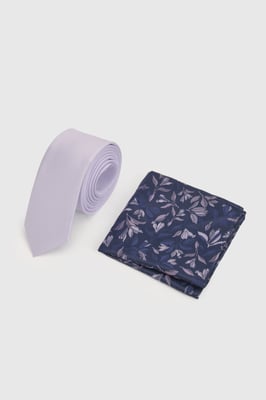 Purple Tie and Floral Pocket Square