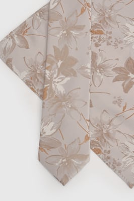 Champagne Floral Tie and Pocket Square