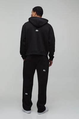Oversized Boxy Logo Graphic Zip Through Hooded Tracksuit