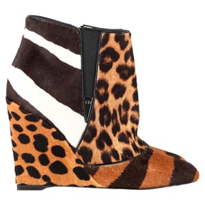 Dior Delta Animal-Print Wedge Ankle Boots in Brown Pony Hair