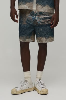 Relaxed Fit Car Tapestry Shorts