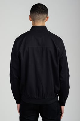 Black Cotton Twill Bomber Jacket With Embroidered Logo