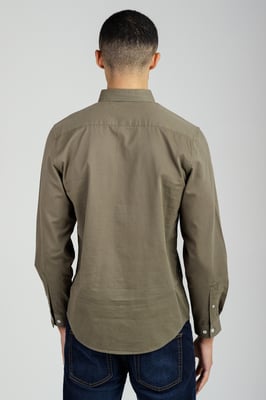 Khaki Cotton Oxford Long Sleeve Shirt