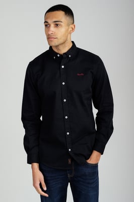 Black Cotton Oxford Long Sleeve Shirt