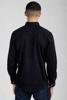 Black Cotton Oxford Long Sleeve Shirt