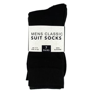 7 Pack Mens Classic Suit Socks - Soft Breathable Plain Dress Socks
