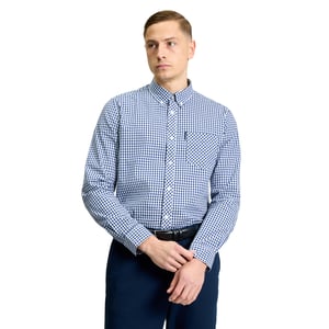 Ben Sherman Herr Signatur Gingham Skjorta med Långa Ärmer (Mörkblå)