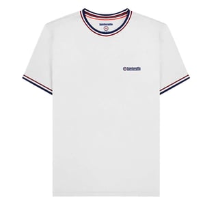 Lambretta Mens SS25 Triple Tipped Pique T-Shirt (White/Navy/Red)