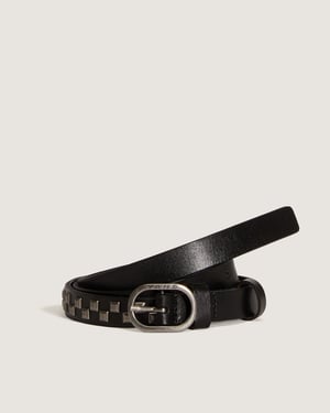 Check Leather Belt