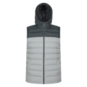 Mountain Warehouse Heren Seizoenen Gewatteerd Gilet met Capuchon (Lichtgrijs)