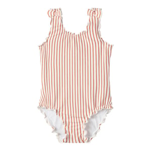 Name It Meisjes badpak geribd nmfzikka strik rood gestreept