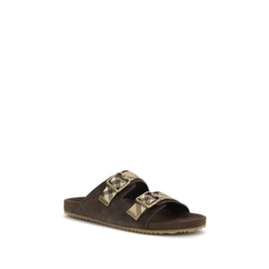 Burberry Brun Kalvskinn Bos Taurus Platta Sandaler