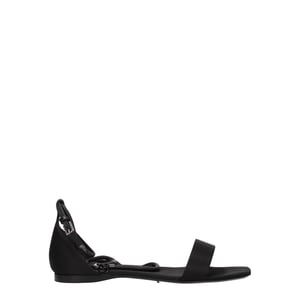Max Mara Zwarte Satijnen Platte Sandalen