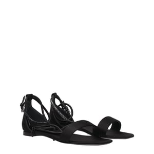Max Mara Zwarte Satijnen Platte Sandalen