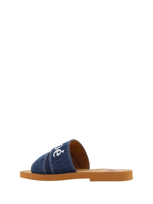 Chloé Denim Blå Bomullsflip-flops Woody Sandaler