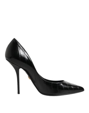Dolce & Gabbana Zwarte Leren Stiletto Hoge Hakken Pumps Schoenen