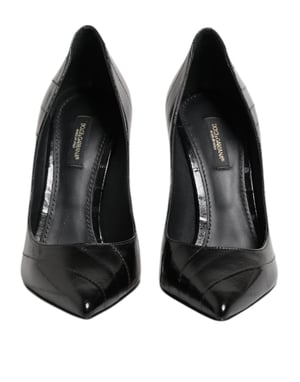 Dolce & Gabbana Zwarte Leren Stiletto Hoge Hakken Pumps Schoenen
