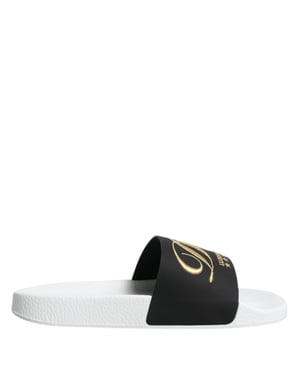 Dolce & Gabbana Vita Svarta Läder Sandaler Badkläder Skor