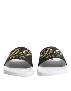 Dolce & Gabbana Vita Svarta Läder Sandaler Badkläder Skor