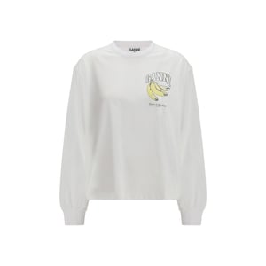 Ganni Witte Katoenen Lange Mouwen T-Shirt