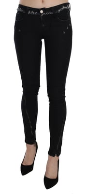 Costume National Zwart Lage Taille Rits Leg Skinny Denim Jeans