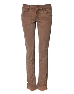 Acht Brun Baumwoll Slim Fit Denim Låga Midjejeans