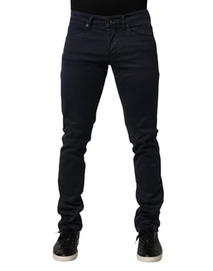 Siviglia Svart Mid Waist Bomull Skinny Denim Herrbyxor Jeans