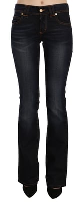John Galliano Blåtvättad Midjehöga Regular Leg Boot Cut Denim Jeans