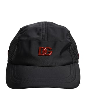 Dolce & Gabbana Zwarte Nylon DG Logo 6 Panelen Baseballpet