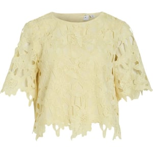 Vila visienna 2/4 lace top/dc 14113552 pastel yellow