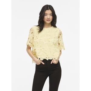 Vila visienna 2/4 lace top/dc 14113552 pastel yellow