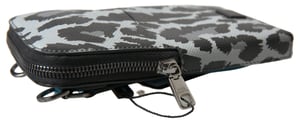 Dolce & Gabbana Grå Leopard Läder Herrväska Crossbody Sling Telefonväska