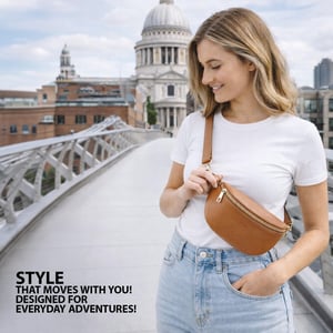 Ladies Genuine Italian Leather Crossbody Sling Bag in Tan