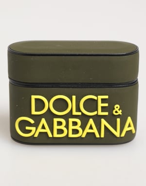 Dolce & Gabbana Legergroen Rubberen Logo Gegraveerde Accessoire Airpods Hoes