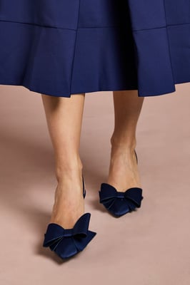 Lola Satin Bow Detail Medium Stiletto Heel Sling Back Court Shoes