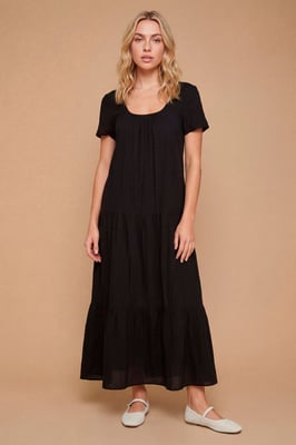 Scoop Neck Tiered Maxi Dress