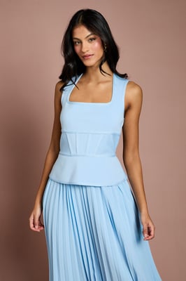 Petite Bandage Peplum Georgette Pleated Skirt Midi Dress