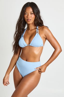 Textured Triangle High Waisted Bikini Set