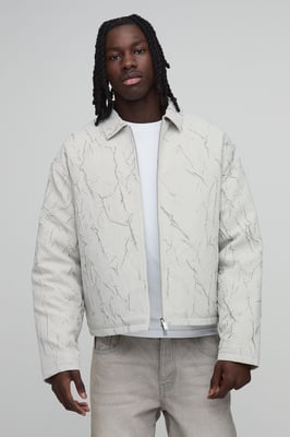 Boxy Fit Creased Textured Harrington Jacket