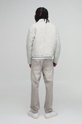 Boxy Fit Creased Textured Harrington Jacket