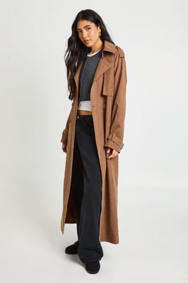 Tall Peached Oversized Double Breast Trench Coat