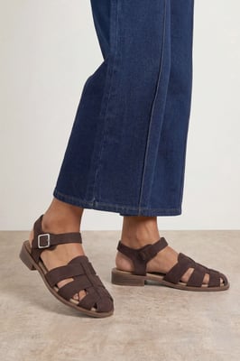 Cass Faux Suede Closed Toe Fisherman Flat Shoes