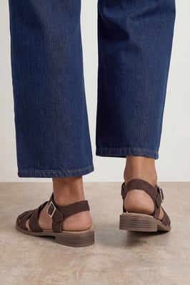 Cass Faux Suede Closed Toe Fisherman Flat Shoes