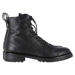 Jimmy Choo Cruz Lace-Up Ankle Boots in Black Leather