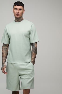 Tall Boxy Fit Pleated T-Shirt & Baggy Short Set