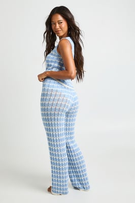Crochet Stripe Knit Top and Wide Leg Co-Ord