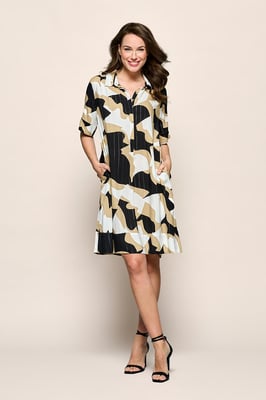 Joella Print Tuniek Zwart / Camel