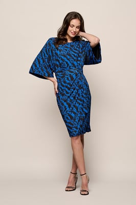 Milan Print Jurk Zwart / Kobalt