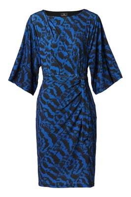 Milan Print Jurk Zwart / Kobalt